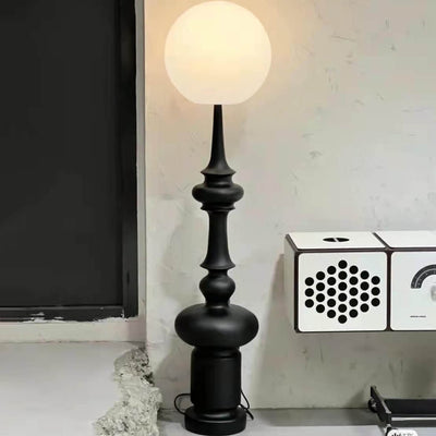 Vintage Sphere Roman Chess Column Base 1-Light Standing Floor Lamp
