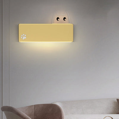 Applique Murale LED en Fer Rectangulaire avec Motif de Chat Animal de Dessin Animé Simplicité Moderne pour Salon 