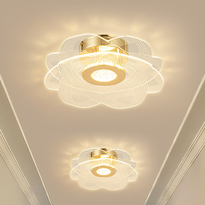 Moderne minimalistische Blumen-Metall-Acryl-LED-Halbeinbau-Deckenleuchte für Schlafzimmer 