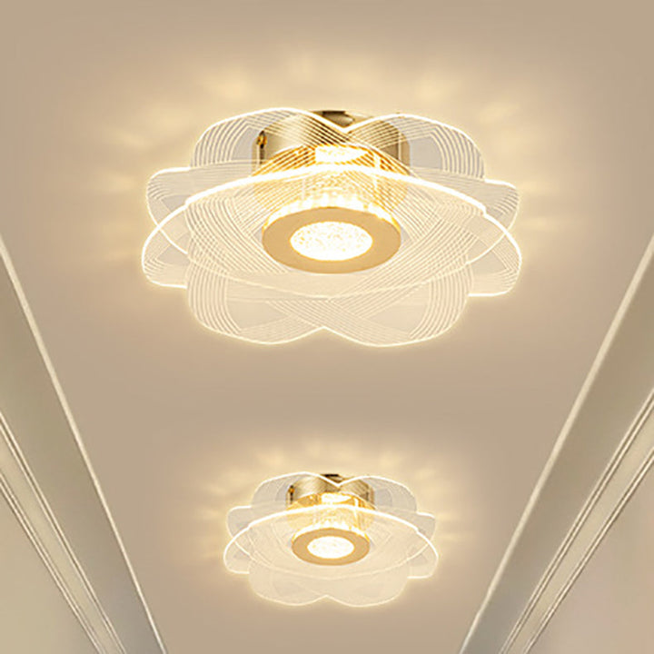 Moderne minimalistische Blumen-Metall-Acryl-LED-Halbeinbau-Deckenleuchte für Schlafzimmer 