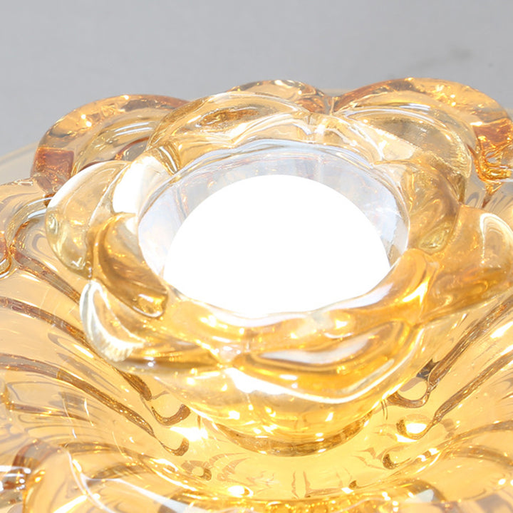 Modern Luxury Crystal Glass Round Flower LED Flush Mount Ceiling Light For Hallway