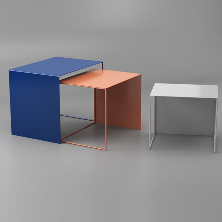 Moderner minimalistischer quadratischer Eisen-Beistelltisch zum Ineinanderstellen für das Wohnzimmer 
