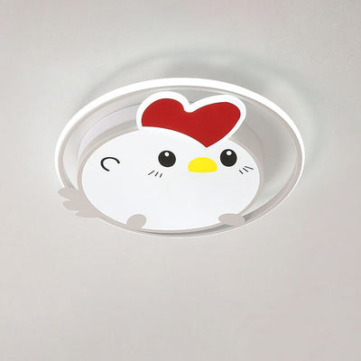 Childlike Cartoon Chick Acrylic Round LED Kids Flush Mount Ceiling Light