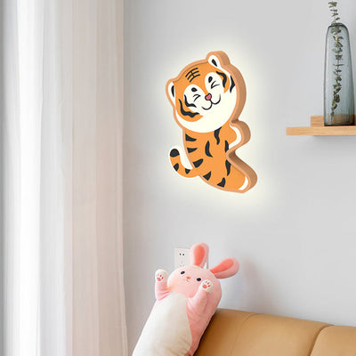 Applique murale LED en fer avec design acrylique de lapin et tigre nordique contemporain pour salon 