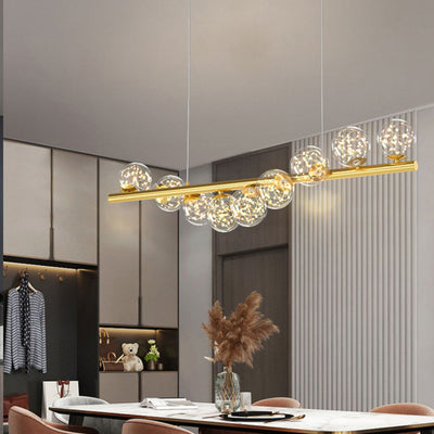 Contemporary Scandinavian Glass Magic Bean Long Strip 7/9/11 Light Island Light Chandelier For Dining Room