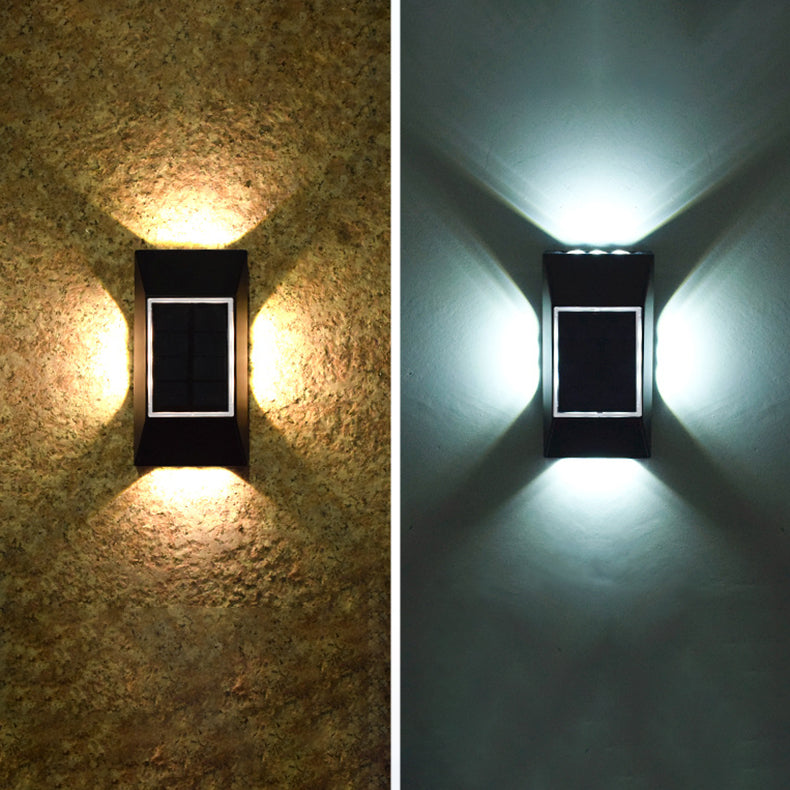 Lampe murale extérieure à LED en plastique ABS rectangulaire avec capteur solaire de modernité et simplicité pour jardin 