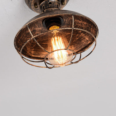 Lustre semi-encastré à 1 lumière en fer semi-circulaire industriel contemporain pour salon 