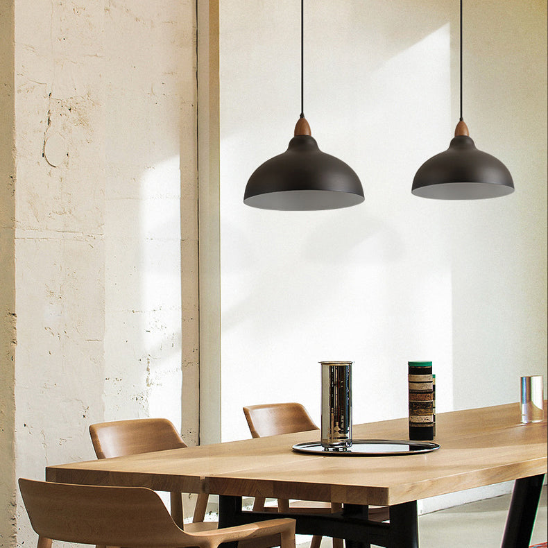Matériel de couvercle de pot en dôme rond minimaliste moderne 1-lumière suspension pour salon 