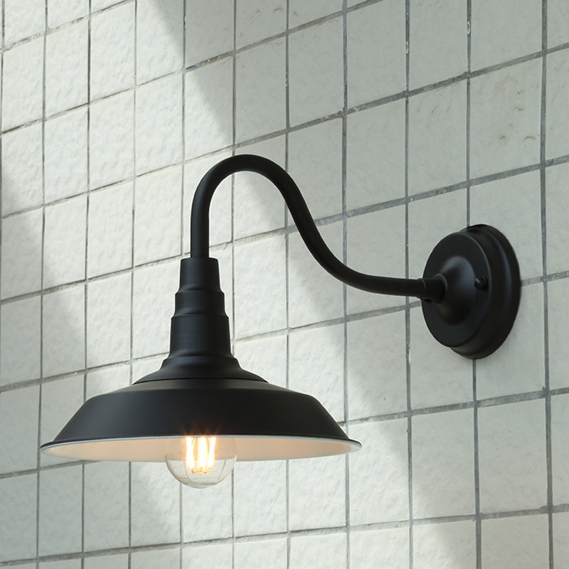 Traditional Vintage Iron Round Shade 1-Light Wall Sconce Lamp For Dining Room