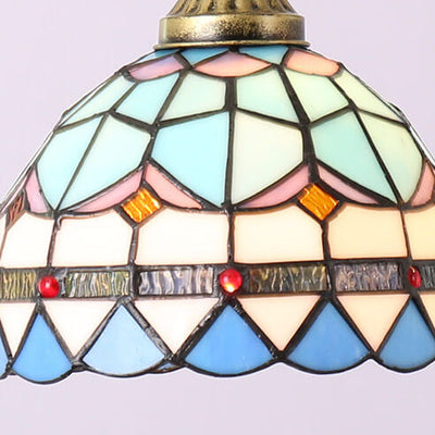 Europäischer Tiffany-Gitter-Buntglas-Säulen-Kronleuchter mit 3 Lichtinseln 