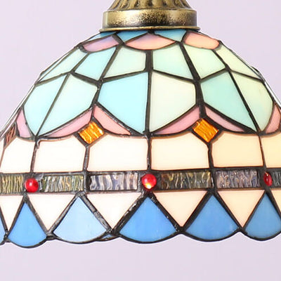 Tiffany Mediterranean Dome Stained Glass 3-Light Island Light Chandelier