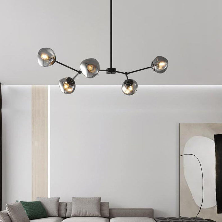 Lustre contemporain créatif en orbe de lave tout en cuivre avec verre 3/5/8 lumières pour salon 
