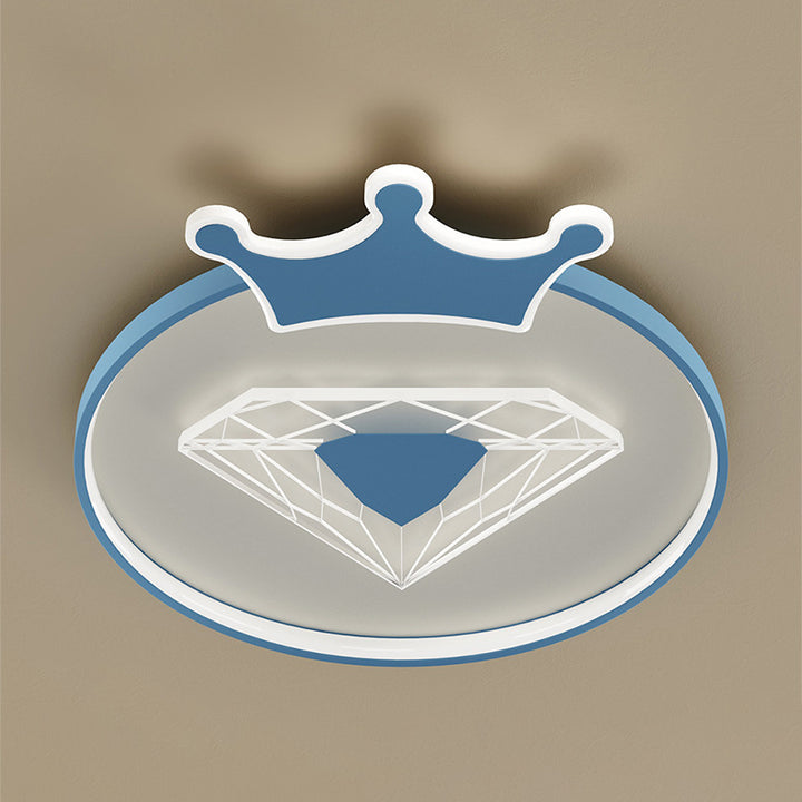 Moderne Art Deco Crown Diamant Runde Acryl Eisen LED Unterputz Deckenleuchte Für Schlafzimmer 