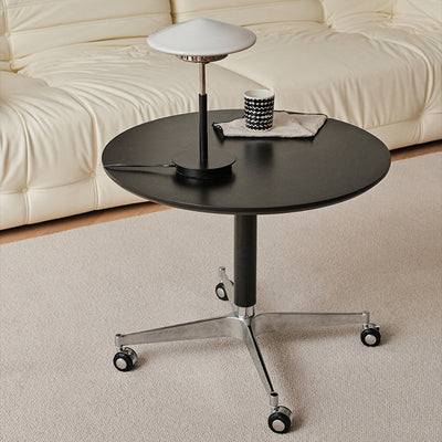 Zeitgenössischer Einfachheit MDF Runder Couchtisch Höhenverstellbar Neigung Caster Für Wohnzimmer 