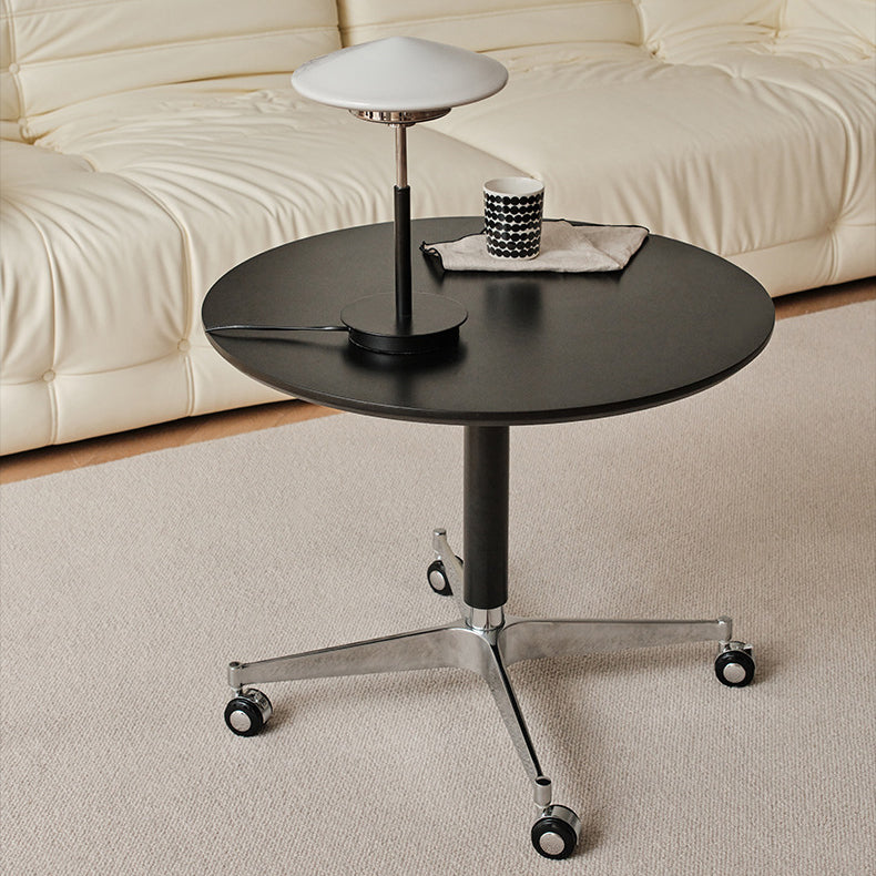 Zeitgenössischer Einfachheit MDF Runder Couchtisch Höhenverstellbar Neigung Caster Für Wohnzimmer 