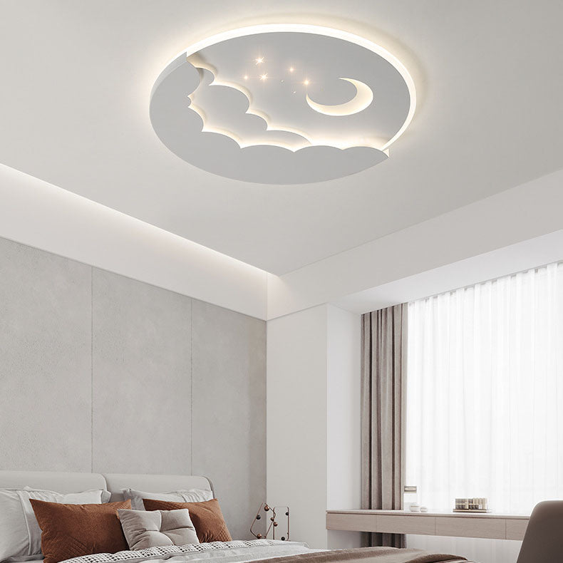Moderne Einfachheit Runde Mond Eisen Aluminium Acryl LED Deckenleuchte für Schlafzimmer 