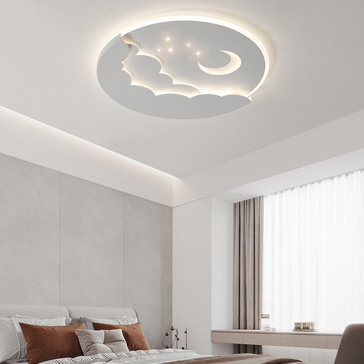 Moderne Einfachheit Runde Mond Eisen Aluminium Acryl LED Deckenleuchte für Schlafzimmer 