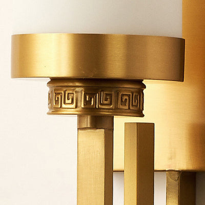 Modern Chinese Marble Column Copper 1-Light Wall Sconce Lamp