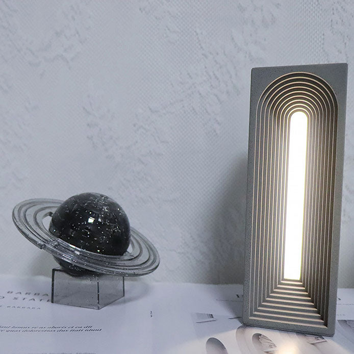 Moderne minimalistische rechteckige Zement-USB-LED-Tischlampe 