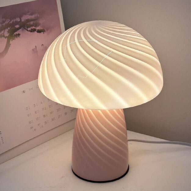 Modern Minimalist Mushroom Glass 1-Light Table Lamp