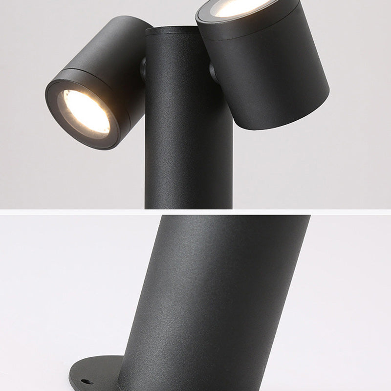 Lumière de jardin extérieure LED en aluminium avec cylindre rond rotatif minimaliste moderne en verre trempé 