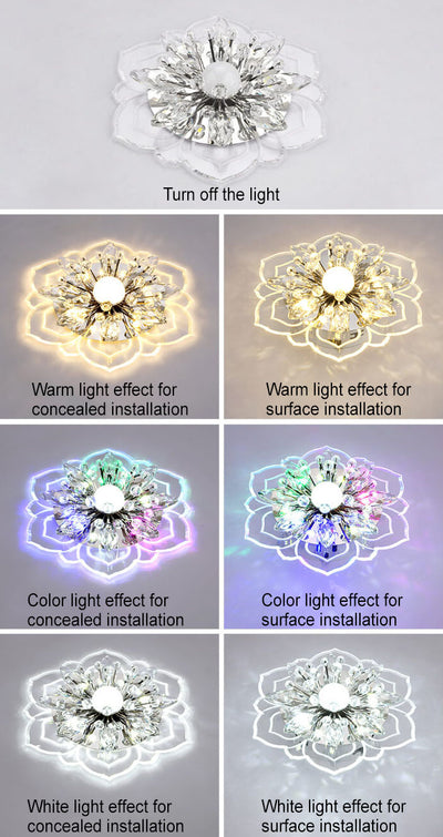 ضوء سقف LED مثبت بشكل متدفق من الكريستال الأكريليك بتصميم بتلات حديثة وبسيطة 