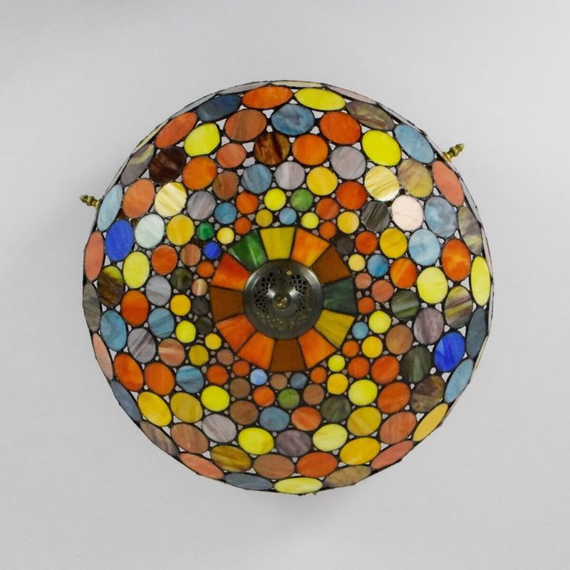 Tiffany Stained Glass Circle 5-Light Semi-Flush Mount Ceiling Light