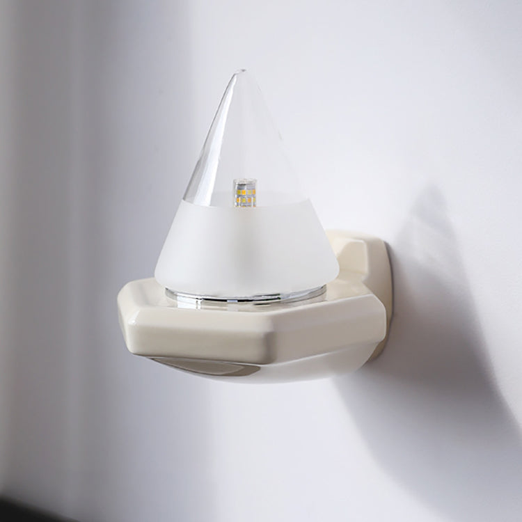 Traditional Vintage Conical Ceramic Glass Iron 1-Light Wall Sconce Lamp For Living Room