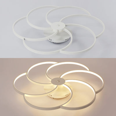 Lumière de plafond LED à montage affleurant avec abat-jour en bande de silicone en forme de pétale en aluminium de simplicité contemporaine pour le salon 