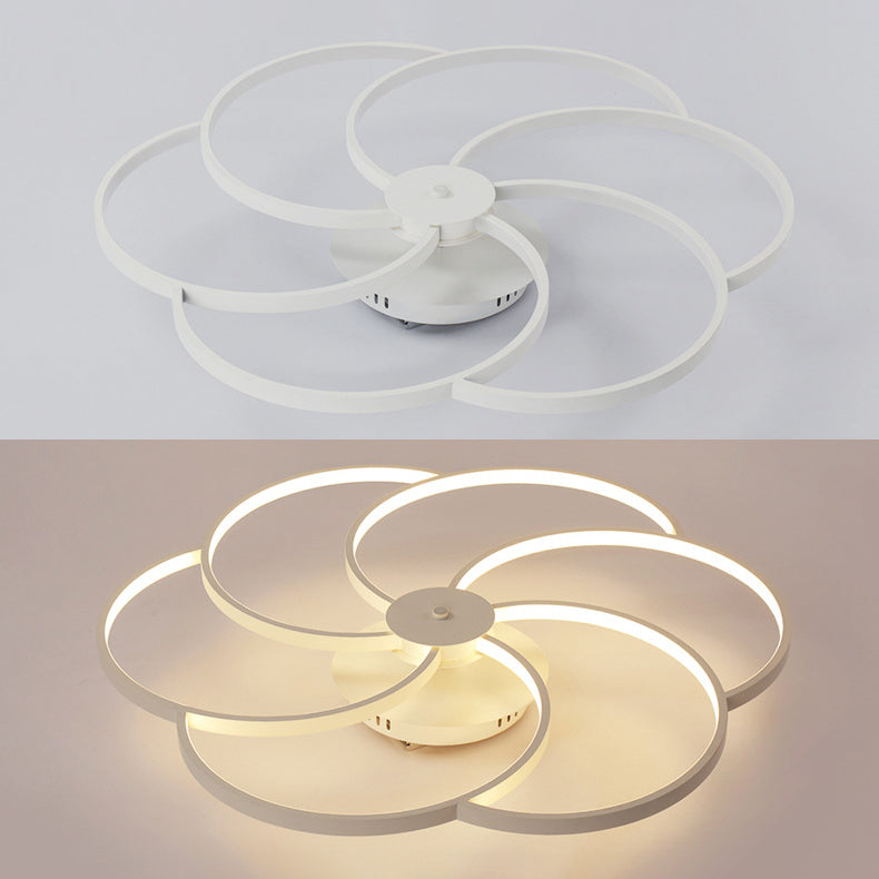 Lumière de plafond LED à montage affleurant avec abat-jour en bande de silicone en forme de pétale en aluminium de simplicité contemporaine pour le salon 