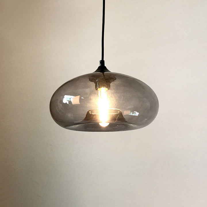 Contemporary Nordic Oval-Shaped Glass Shade Iron 1-Light Pendant Light For Living Room