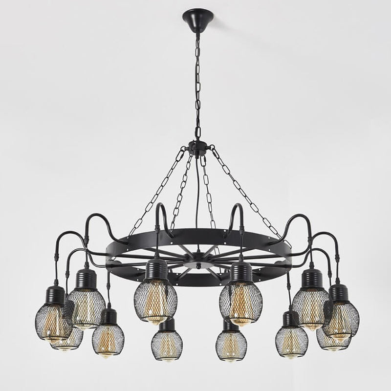 Traditional Colonial Round Mesh Iron 6/8/12 Light Chandelier For Living Room