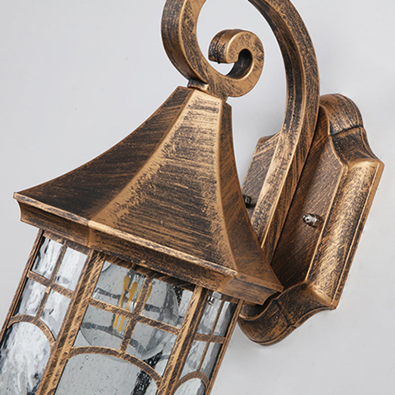 Traditionelle europäische wasserdichte Aluminiumglas konische Prisma 1-Licht Wandleuchte Lampe für Garten 