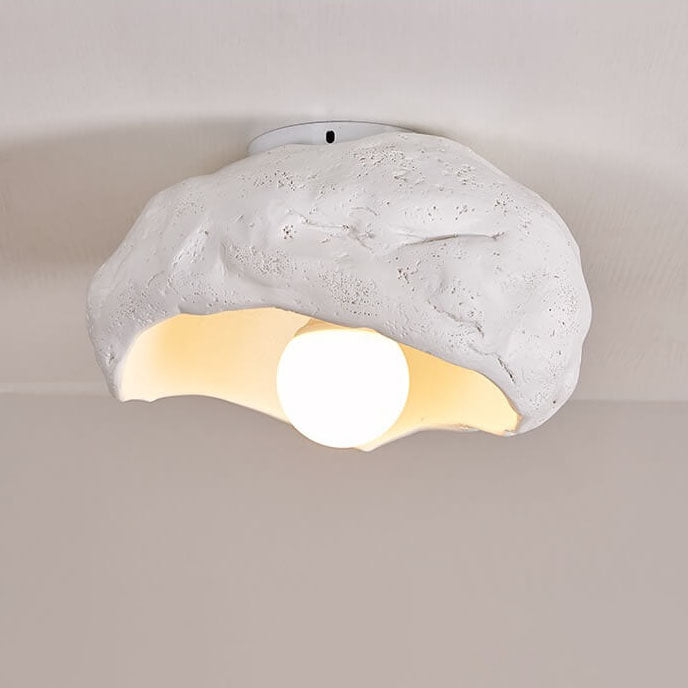 Japanese Creative Resin Rock Texture 1-Light Flush Mount Ceiling Light