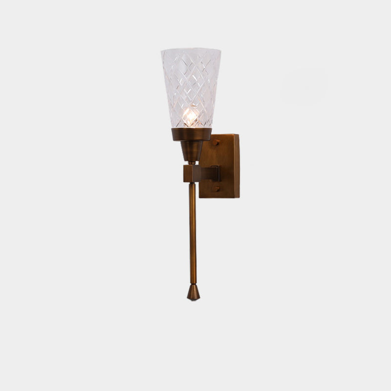 Lampe murale à un feu en verre de cuivre sculpté en cylindre traditionnel français pour salon 