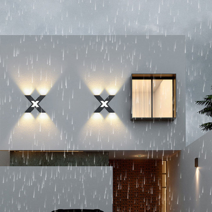 Modern Waterproof Letter X Shaped LED 4-Light Outdoor Wall Sconce Lamp