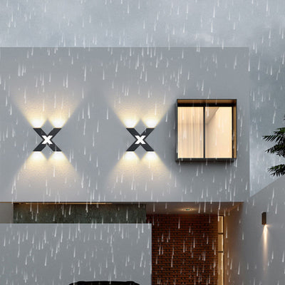 Modern Waterproof Letter X Shaped LED 4-Light Outdoor Wall Sconce Lamp