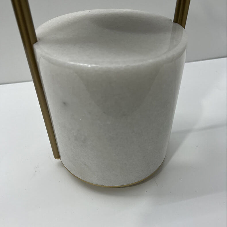 Lámpara de mesa de 1 luz con hardware de anillo cilíndrico de lujo nórdico y columna de mármol 