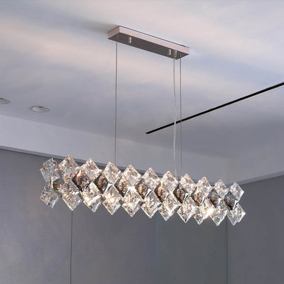Lustre contemporain en cristal de luxe avec matériel plaqué en cercle de diamant 5/6/7/8/10/14 lumières pour salon 