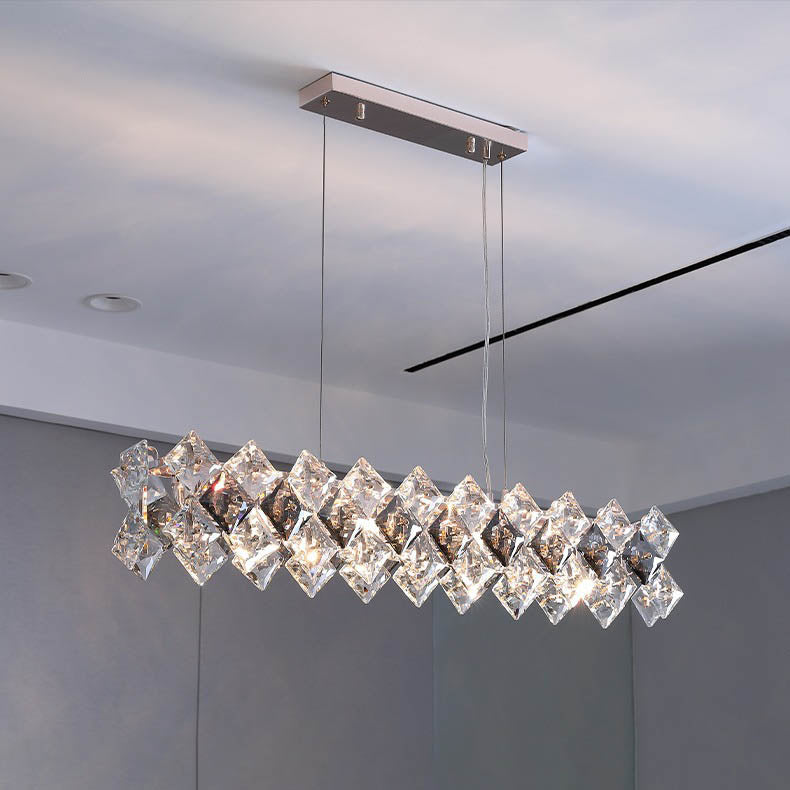 Lustre contemporain en cristal de luxe avec matériel plaqué en cercle de diamant 5/6/7/8/10/14 lumières pour salon 