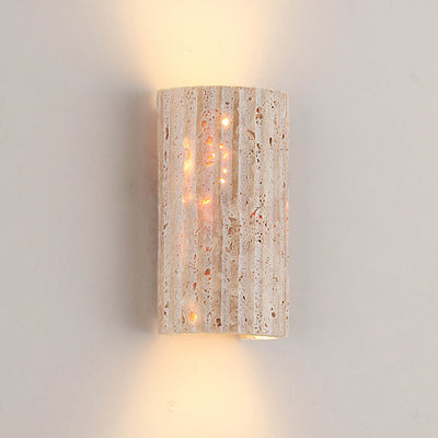 Traditionelle japanische gestreifte beige Travertin-Halbkugel-LED-wasserdichte Wandleuchte für das Wohnzimmer 