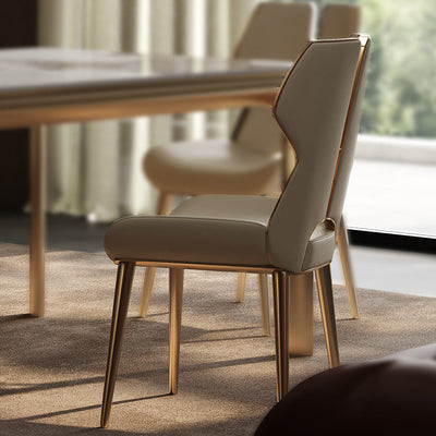 Chaise de salle à manger carrée en cuir microfibre de luxe moderne avec dossier en acier inoxydable et éponge pour salle à manger 