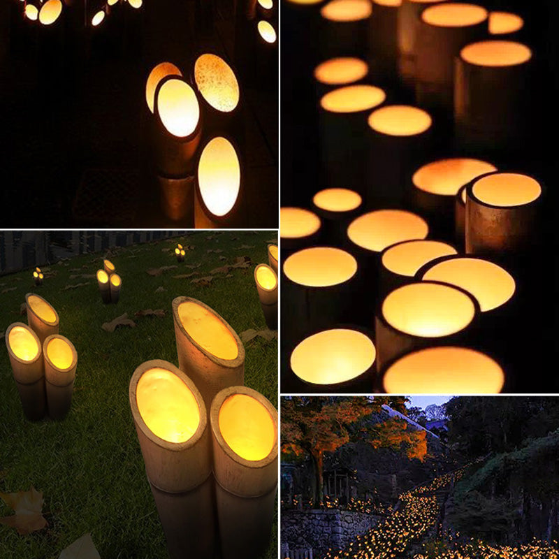 إضاءة خارجية LED للمناظر الطبيعية من الراتنج الشمسي المقاوم للماء بتصميم عصري إبداعي من الخيزران للحدائق 