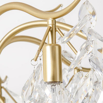 Traditionelle französische Blatt Eisen Kupfer Kristall 2-Licht Wandleuchte Lampe für Wohnzimmer 