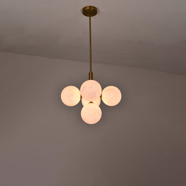 Lámpara de araña contemporánea creativa de luna orbe de hierro PLA 5/13 luces para sala de estar 
