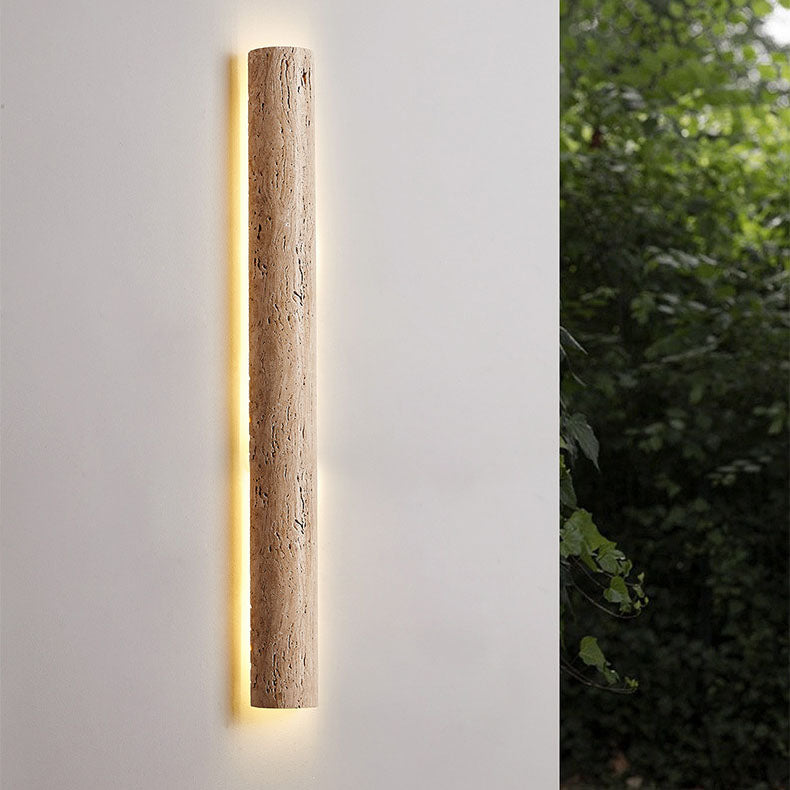 Applique Murale LED Longue Jaune en Travertin Étanche Minimaliste Moderne pour Patio Extérieur 