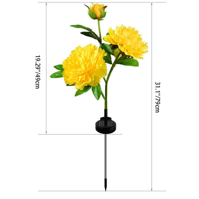 Contemporary Creative Solar Peony Flower LED Waterproof Lawn Landscape Insert Light For Outdoor Patio