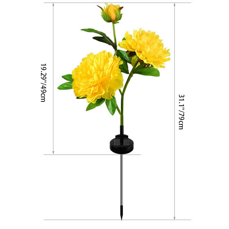 Contemporary Creative Solar Peony Flower LED Waterproof Lawn Landscape Insert Light For Outdoor Patio
