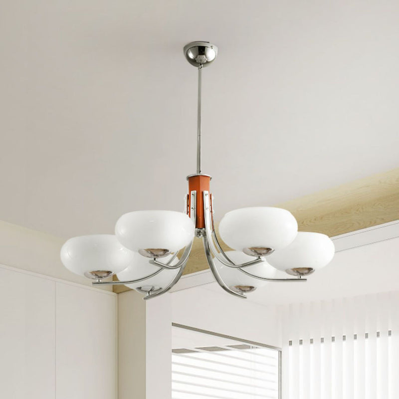 Traditional French Iron Glass Round Shape 3/6-Light Chandelier For Living Room