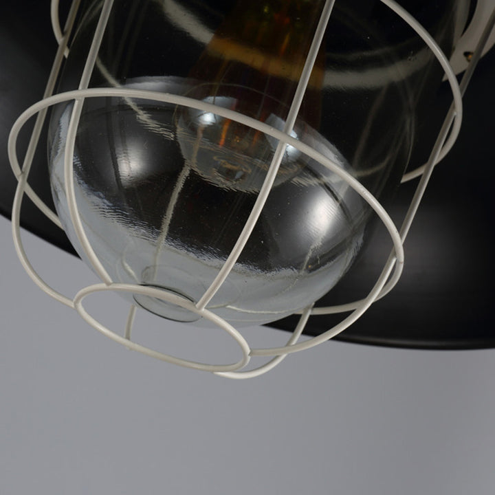 Lustre suspendu à 1 lumière en fer avec couvercle rond colonial traditionnel pour salon 